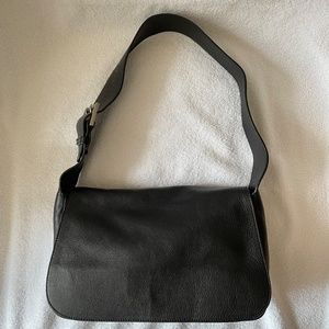 Furla Fold-Over Grained Leather Shoulder Bag | Black